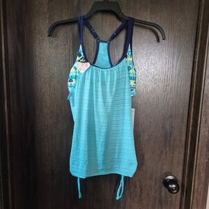 Zeroxposur Tulum Ruched 2-in-1 Tankini Top Blue UPF 30+ Y98192 Small
